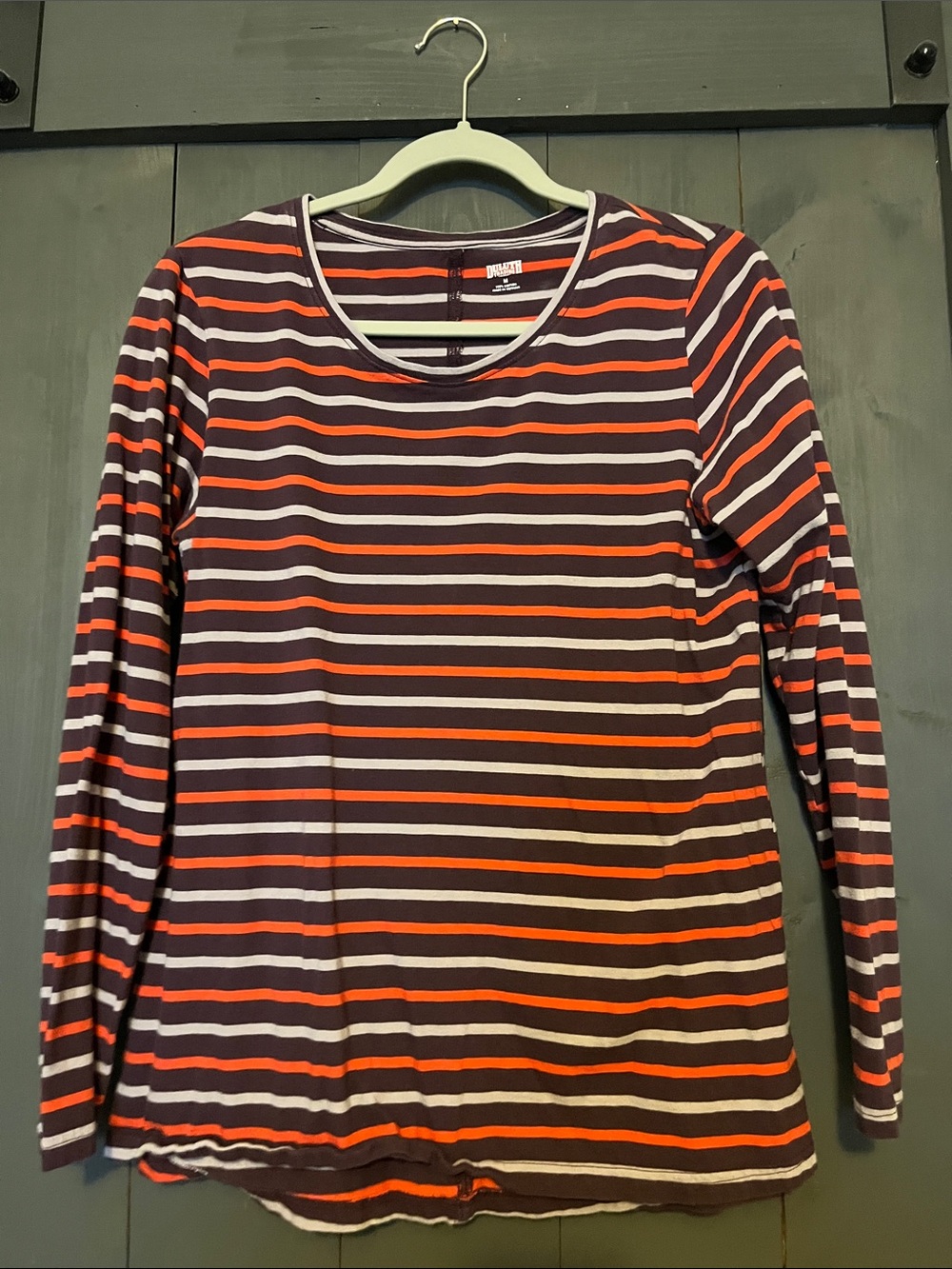 Duluth Trading Co Striped Long-Sleeve Tee in Brown, Red & Gray